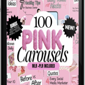 100 Aesthetic Pink Instagram Carousel Templates | Editable Canva PLR MRR