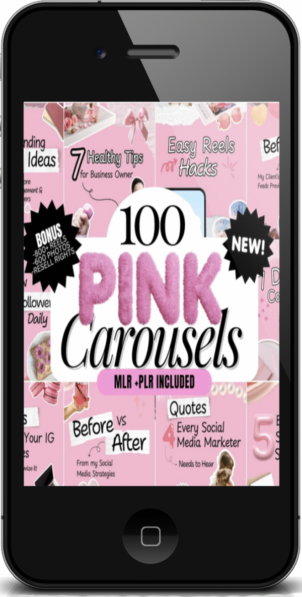 100 Aesthetic Pink Instagram Carousel Templates | Editable Canva PLR MRR