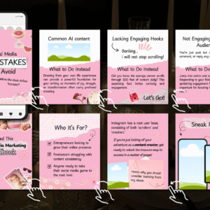 100 Aesthetic Pink Instagram Carousel Templates | Editable Canva PLR MRR